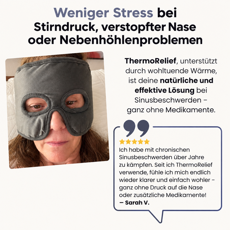 Die Wärmemaske im Einsatz bei Stirndruck und verstopfter Nase