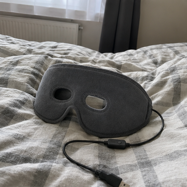 Die Maske auf einer Bettdecke
