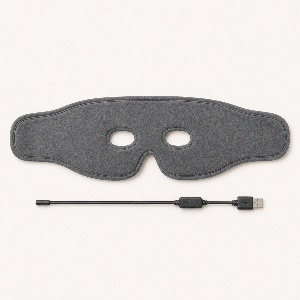 Die ThermoRelief Wärmemaske mit USB-Kabel und Bedientaste im Detail
