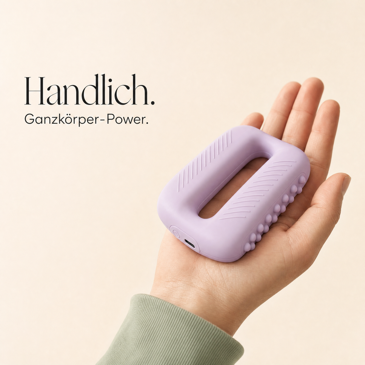Das Vibrelle liegt in einer geöffneten Hand